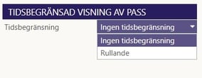 Inställningar för tidrapportering, tidsbegränsad visning av pass