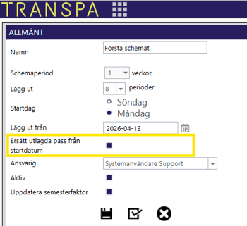 ersätt utlagda arbetspass