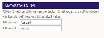 mätarställning valfria värden