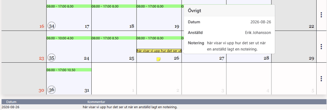 notering anställd löneberäkningen
