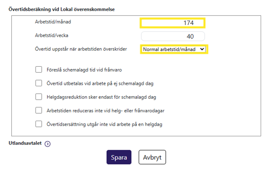 planerad arbetstid lokal överenskommelse