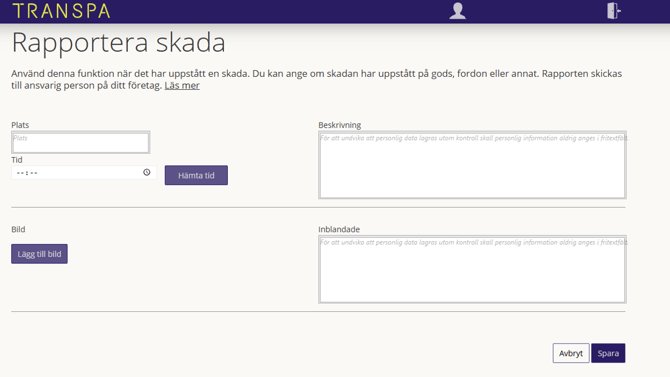 rapportera skada