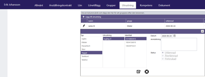 utrustning identitet