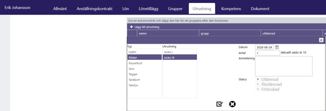 utrustning personal